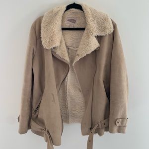 Forever 21 Faux Shearling and Suede Moto Jacket